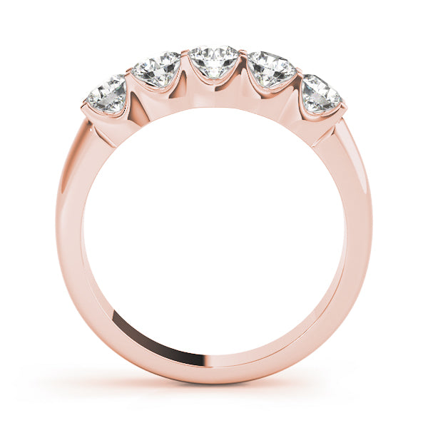 1.00ct Lab-Grown Round Diamond 5-Stone Shared U Prong Set Diamond Ring, DE Color VVS Clarity