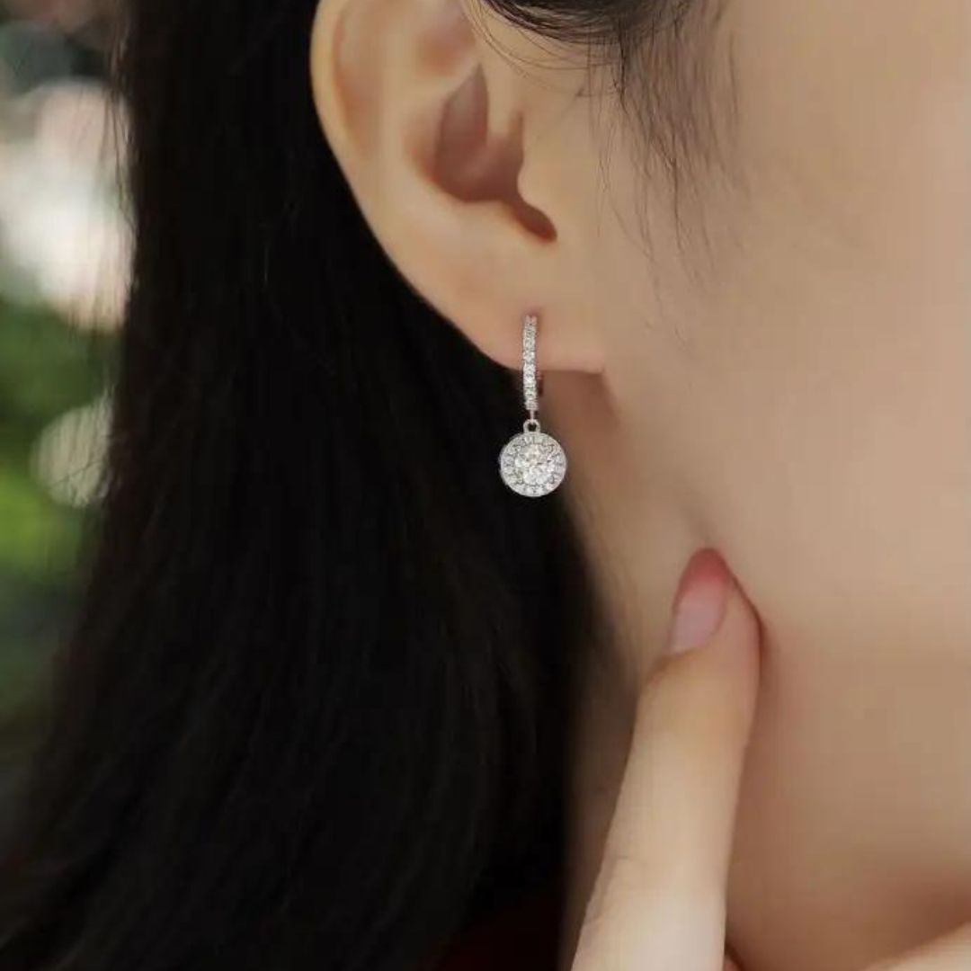 0.46Ct Lab Grown Diamond Dangle Drop Earrings in White Gold