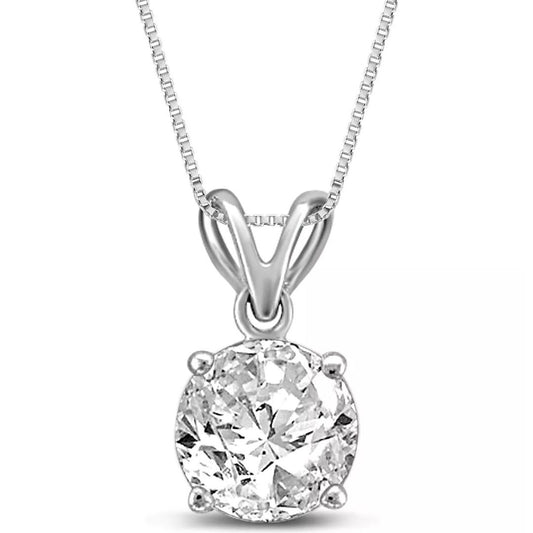 0.41Ct Solitaire Round Prong Set Pendant Necklace in White Gold