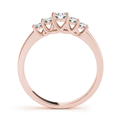 0.25-1.00ct Lab-Grown Round Diamond 5-Stone Scalloped Prong Diamond Ring, DE Color VVS Clarity
