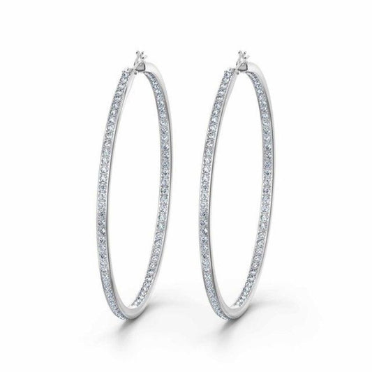 1.00Ct Lab Grown Diamonds Hoop Earrings in White Gold