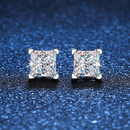 0.30Ct Princess Solitaire Diamond Studs Earrings in Platinum