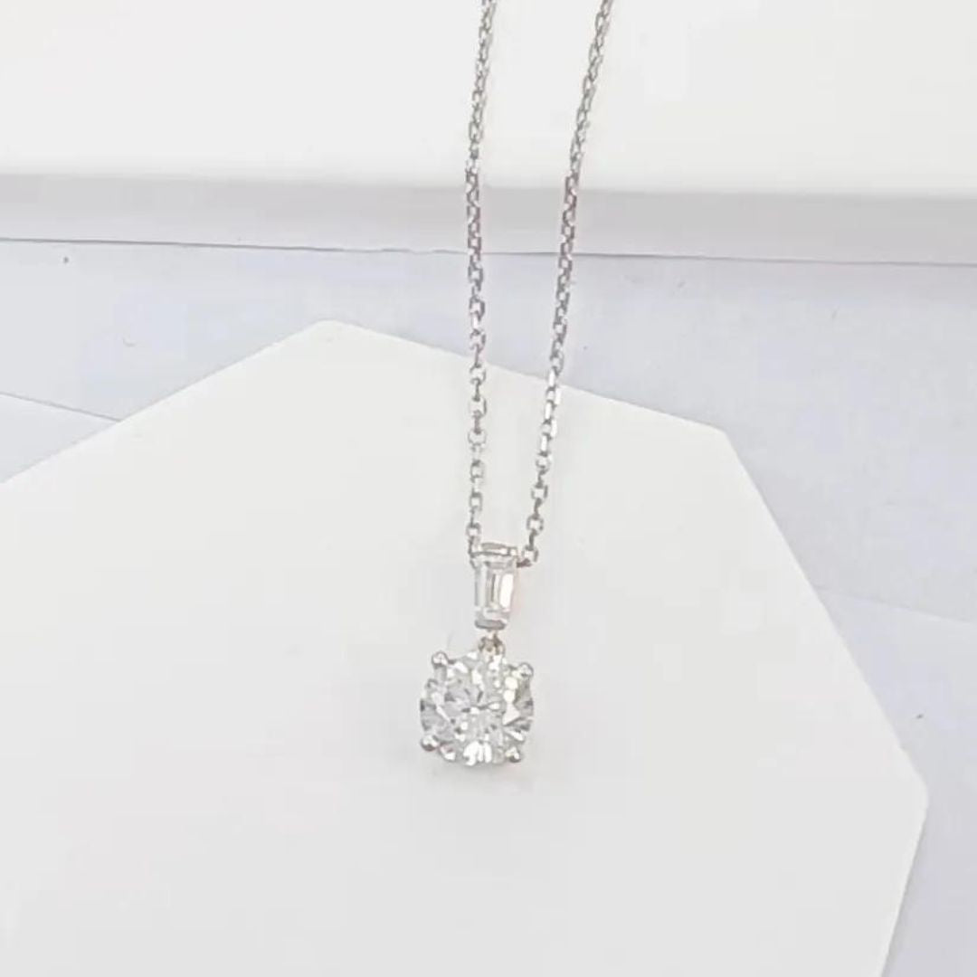 0.41Ct Solitaire Round Natural Diamond Pendant Necklace in Platinum