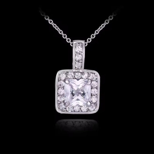 0.50Ct Lab Grown Diamond Princess Solitaire Pendant Necklace in Gold