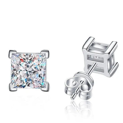 0.30Ct Princess Solitaire Diamond Studs Earrings in Platinum