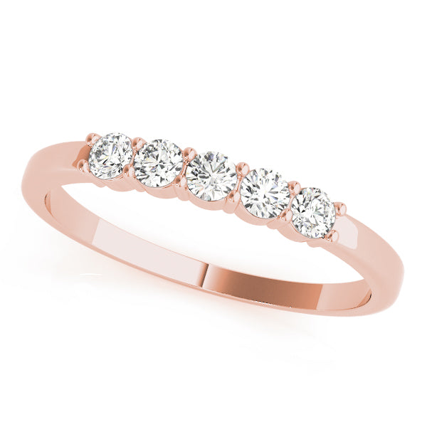 Lab-Grown Round Diamond Prong Set Straight 5-Stone Diamond Ring, DE Color VVS Clarity