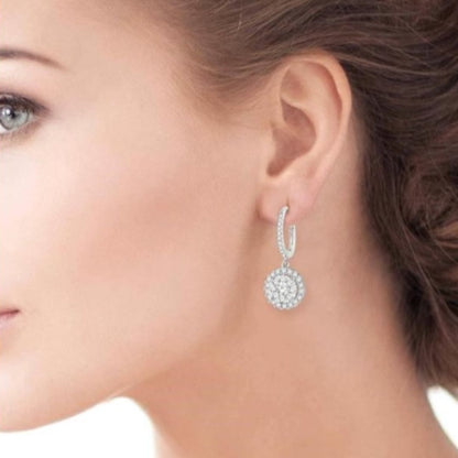 Lab Grown Diamond Dangle Drop White Gold Earrings Engagement Gift for Women