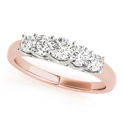 Lab-Grown Round Diamond Prong Set 5-Stone Diamond Ring, DE Color VVS Clarity