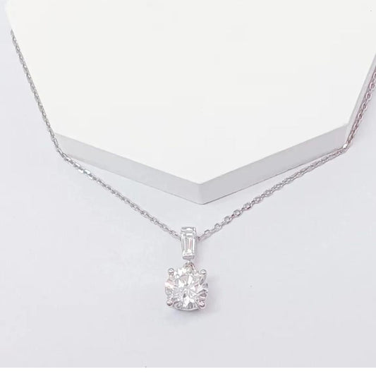 0.41Ct Solitaire Round Natural Diamond Pendant Necklace in Platinum