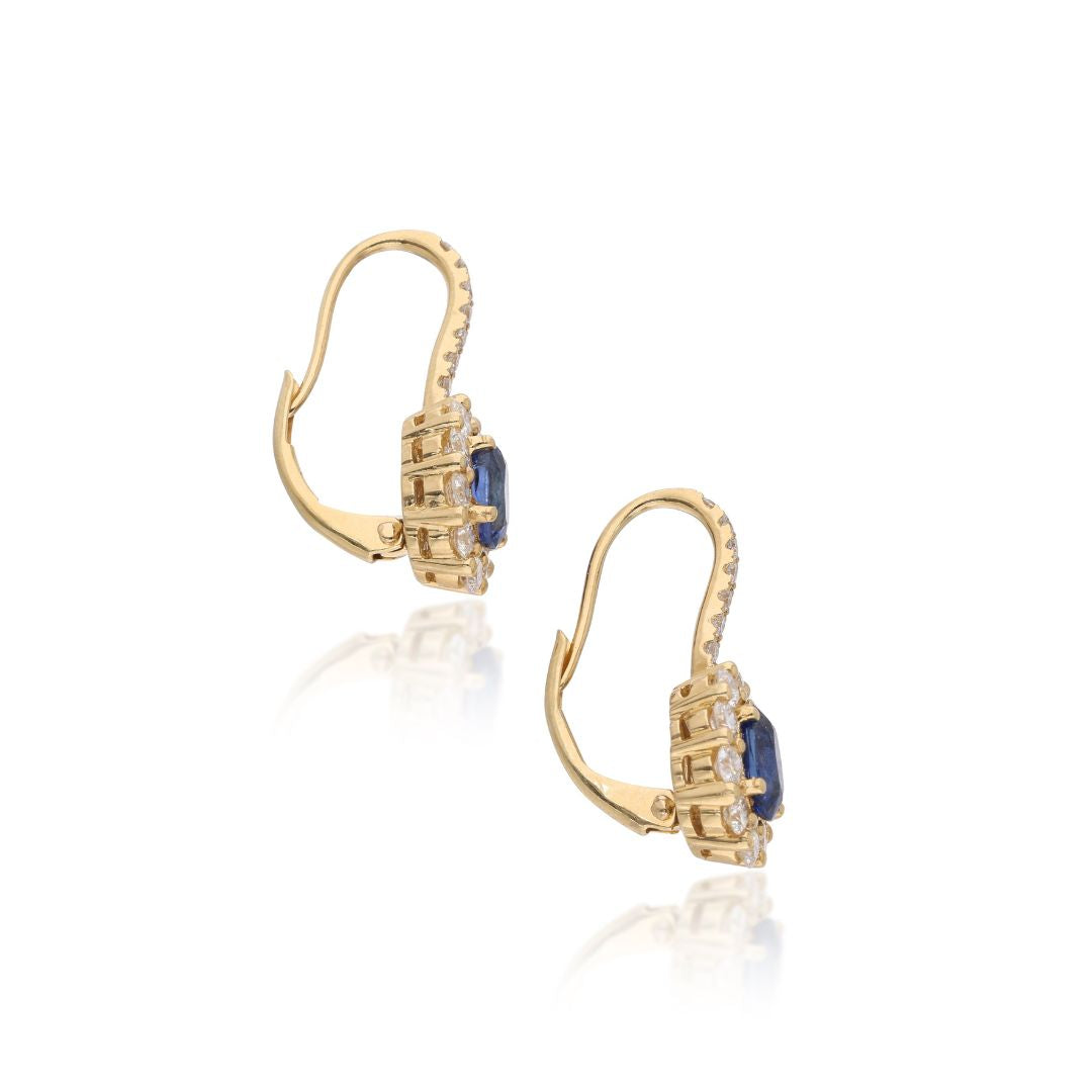 0.40Ct Lab Created Blue Sapphire Diamond Dangle Drop in Gold