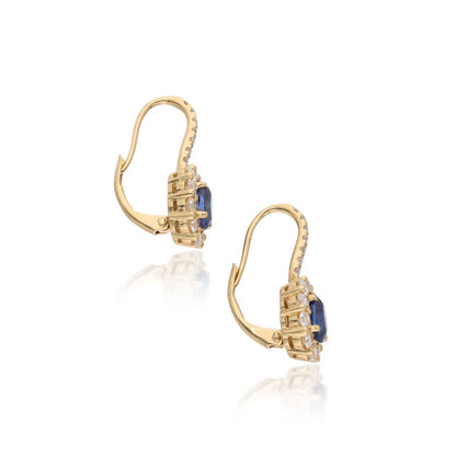 0.40Ct Lab Created Blue Sapphire Diamond Dangle Drop in Gold