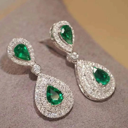 0.44Ct Pear Lab Grown Diamond Dangle Drop Earring in White Gold