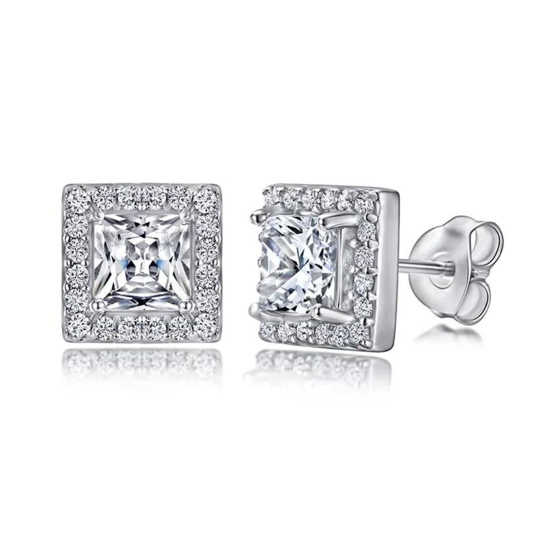 0.50Ct Lab Grown Diamond Princess Solitaire Studs Earring in White Gold
