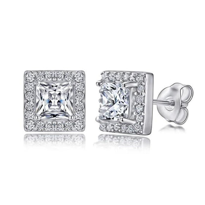 0.50Ct Lab Grown Diamond Princess Solitaire Studs Earring in White Gold