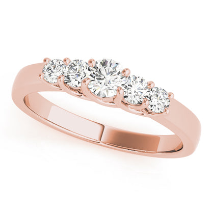 0.25-1.00ct Lab-Grown Round Diamond 5-Stone Scalloped Prong Diamond Ring, DE Color VVS Clarity