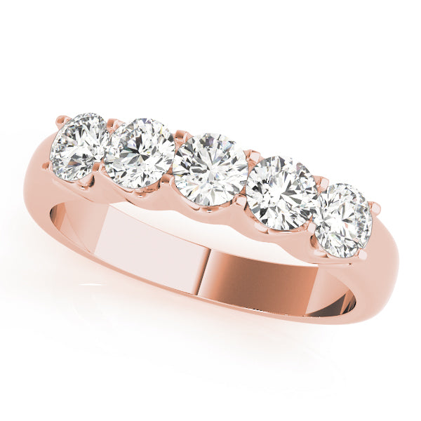 1.00ct Lab-Grown Round Diamond 5-Stone Shared U Prong Set Diamond Ring, DE Color VVS Clarity
