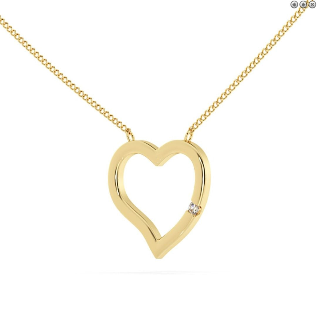 0.03Ct Lab Grown Diamond Heart Shape Pendant in Gold