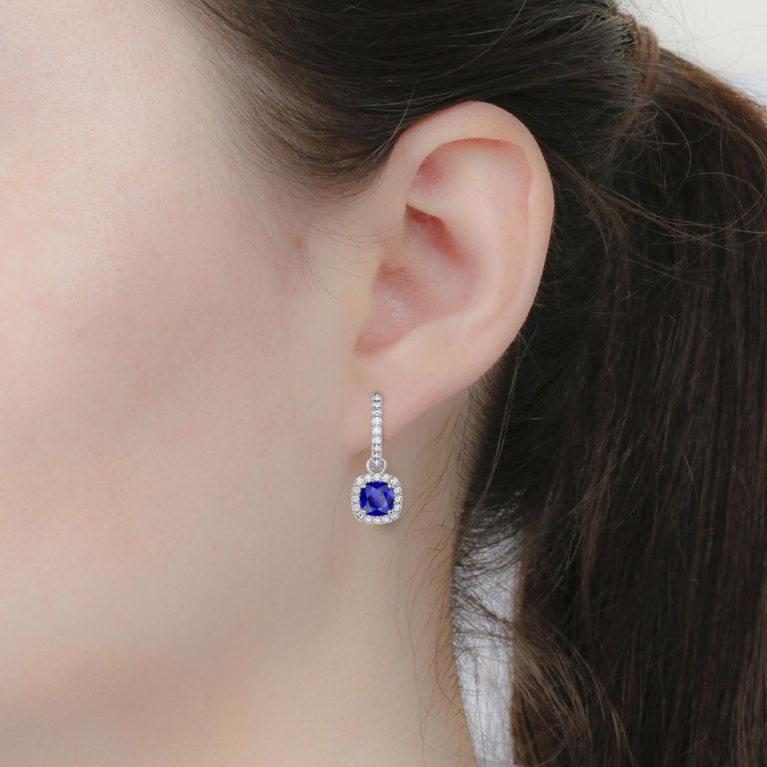 0.40Ct Lab Created Blue Sapphire Dangle Drop Earring in Gold