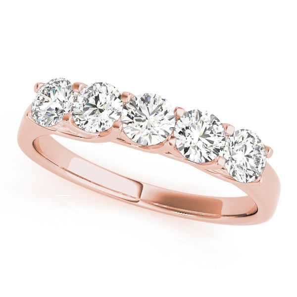 1.00ct Lab-Grown Round Diamond 5-Stone Trellis Set Diamond Ring, DE Color VVS Clarity