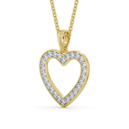 0.20Ct Round Lab Grown Diamond Heart Shape Pendant in Gold