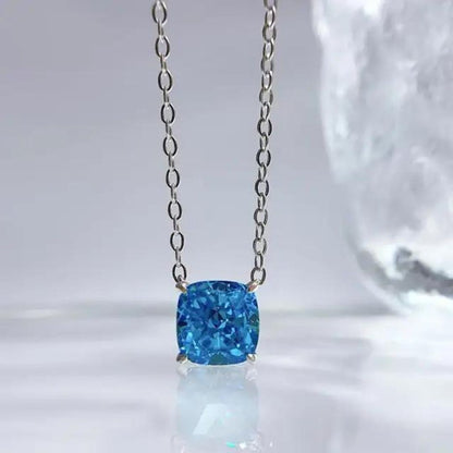 2.40Ct Lab Created Cushion Sapphire Solitaire Pendant in White Gold