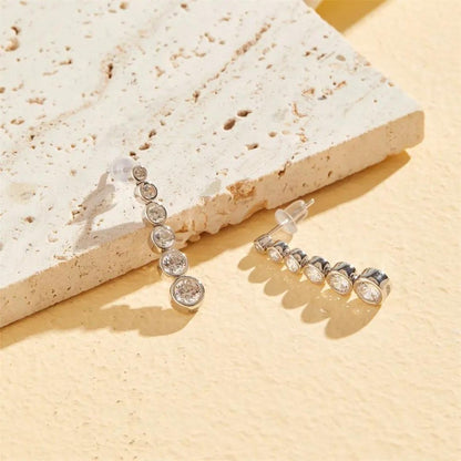 1.00Ct Lab Grown Diamond Bezel Set Halo Dangle Drop Earrings in Gold