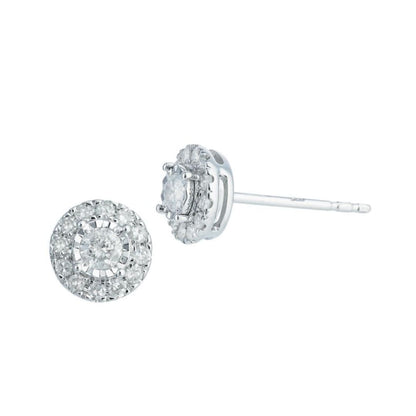 0.25Ct Lab Grown Diamond Round Halo Stud Earrings in White Gold