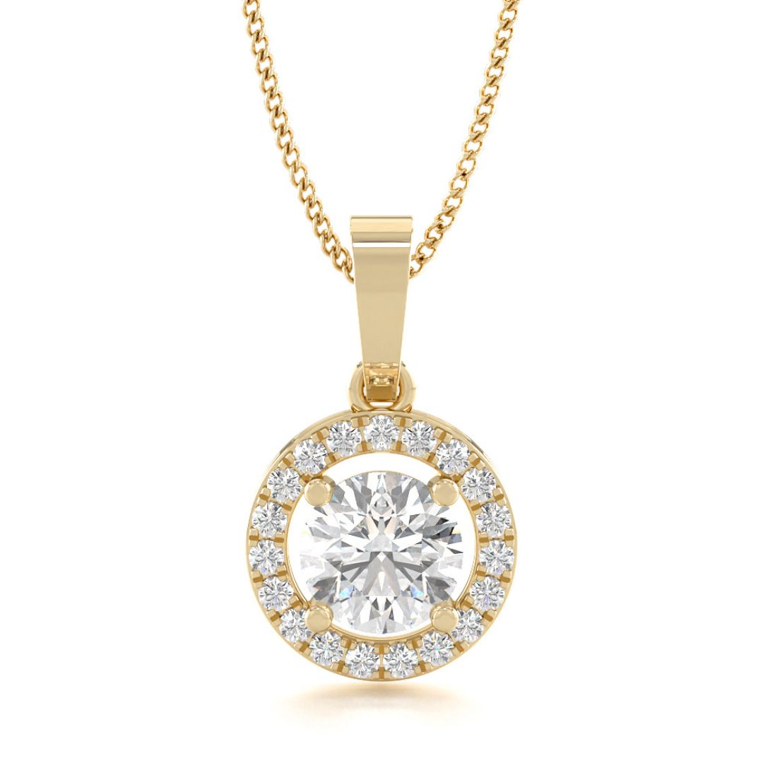 0.71Ct Lab Grown Diamond Round Solitaire Pendant Necklace in Gold