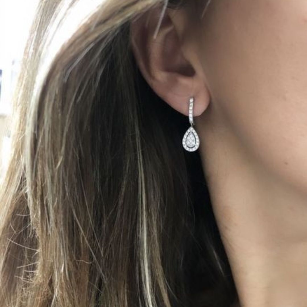 1.40Ct Lab Created White Gold Diamond Dangle Drop Earrings