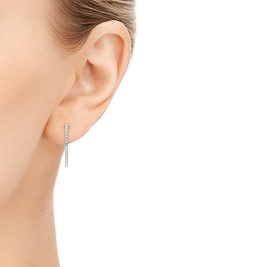 1.50Ct Lab Grown Diamond Hoop Earring in White Gold