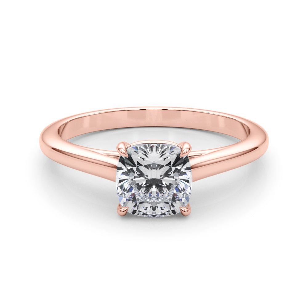 IGI Lab-Grown Cushion Diamond 4 Prong Set Solitaire Engagement Ring, D Color VVS Clarity