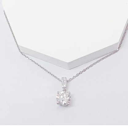 0.25Ct Solitaire Round Diamond Pendant Necklace in White Gold