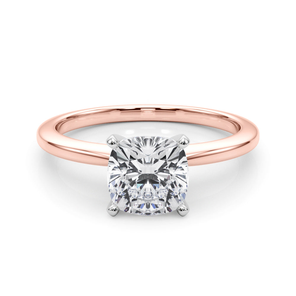 IGI Lab-Grown Cushion Diamond Four Prong Solitaire Engagement Ring, D Color VVS Clarity