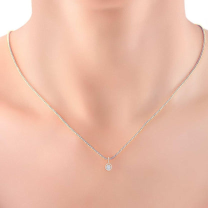 0.55Ct Lab Grown Diamond Halo Pendant Necklace in White Gold
