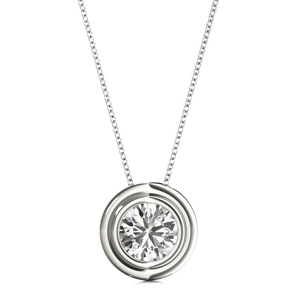 D-VVS Lab-Grown Round Cut Bezel Set Necklace Pendant