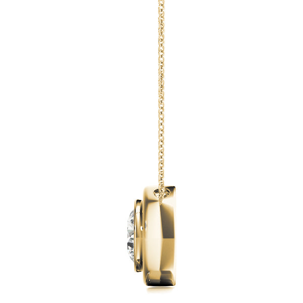 D-VVS Lab-Grown Round Cut Bezel Set Necklace Pendant