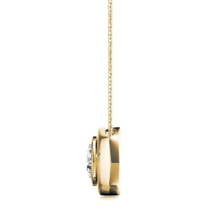 D-VVS Lab-Grown Round Cut Bezel Set Necklace Pendant