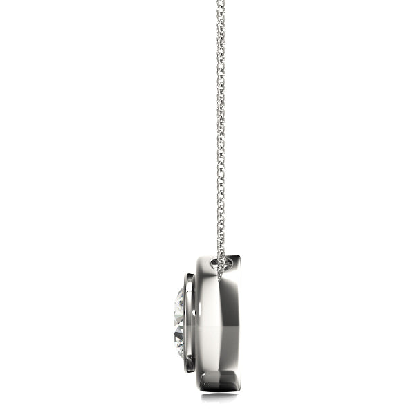 D-VVS Lab-Grown Round Cut Bezel Set Necklace Pendant