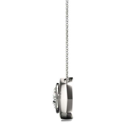 D-VVS Lab-Grown Round Cut Bezel Set Necklace Pendant