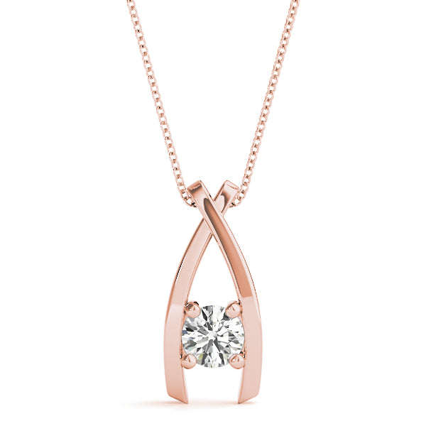 D-VVS Lab Grown Round Cut Diamond 4-Prong Necklace Pendant For Women