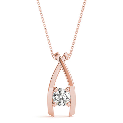 D-VVS Lab Grown Round Cut Diamond 4-Prong Necklace Pendant For Women