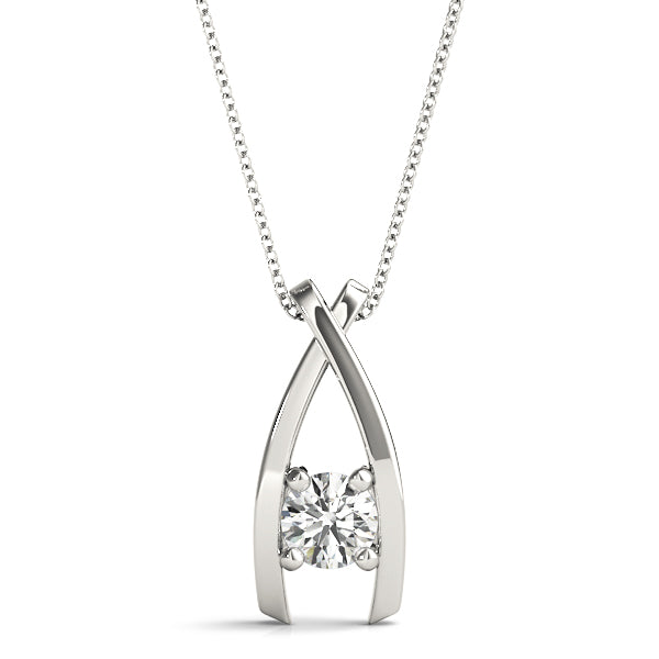 D-VVS Lab Grown Round Cut Diamond 4-Prong Necklace Pendant For Women