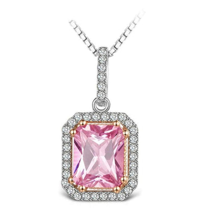 0.70Ct Emerald Solitaire Lab Grown Diamond Halo Pendant Necklace in Gold