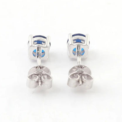 0.80Ct Blue Sapphire Stone in White Gold Solitaire Studs Earrings
