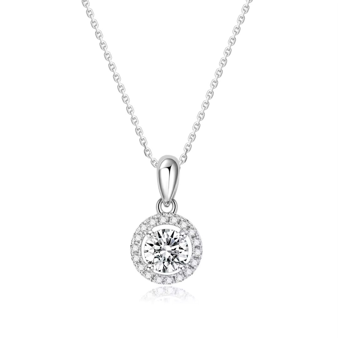 0.25Ct Round Solitaire Lab Grown Diamond Prong Set Halo Pendant in Gold