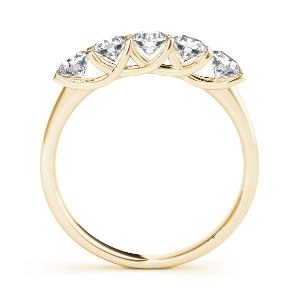 1.00ct Lab-Grown Round Diamond 5-Stone Trellis Set Diamond Ring, DE Color VVS Clarity