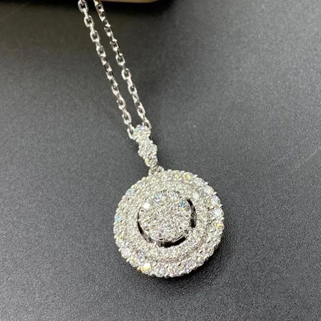 0.60Ct Round Lab Grown Diamond Halo Pendant Necklace in White Gold