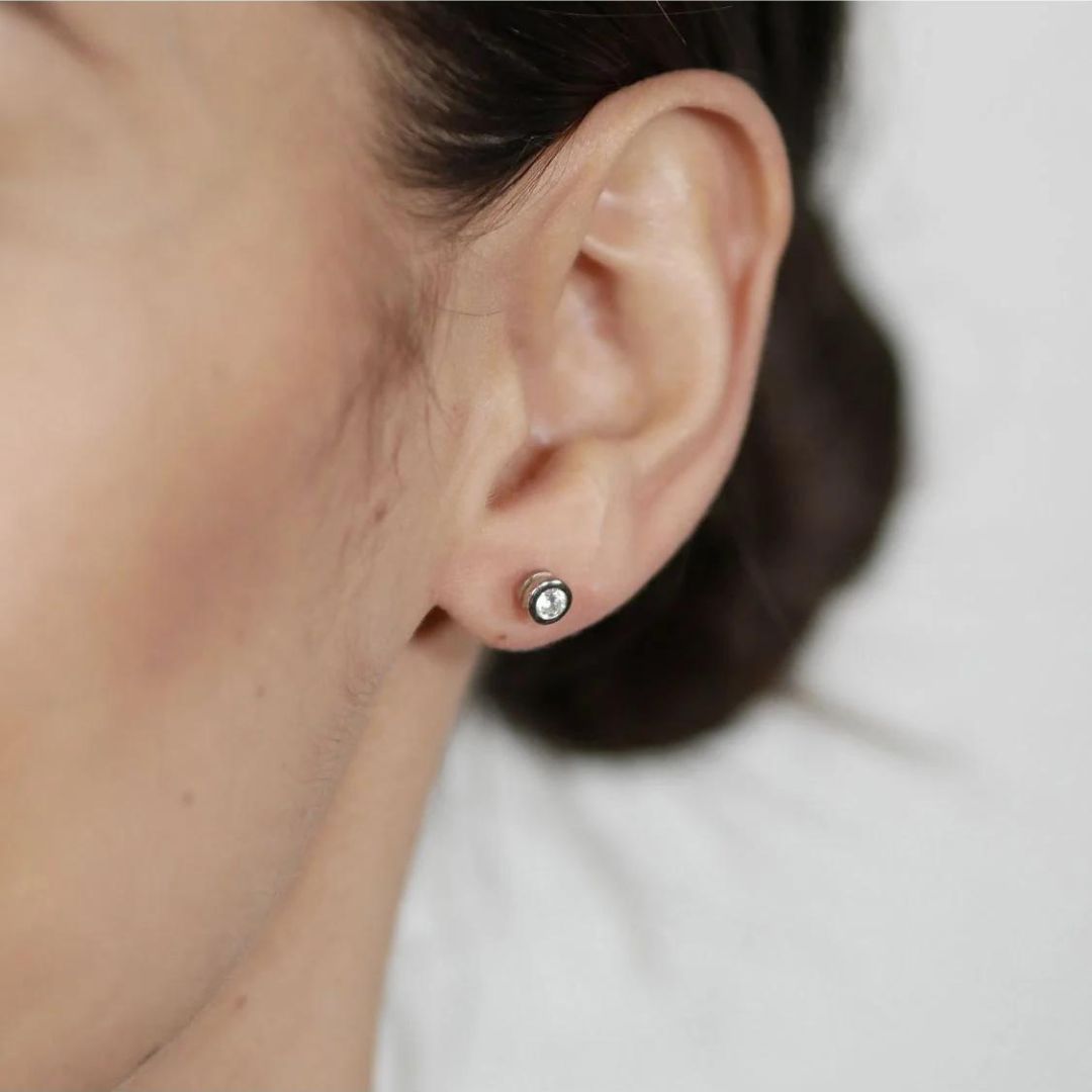 0.50Ct Lab Grown Diamond Bezel Set Solitaire Studs Earrings in White Gold