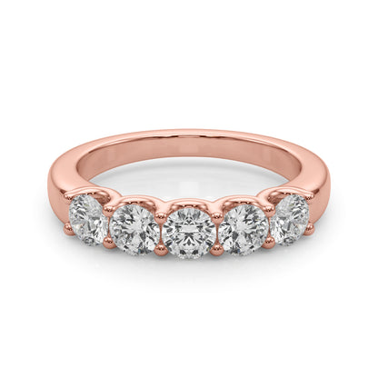 Lab-Grown Round Diamond Shared U Prong 5-Stone Diamond Ring, DE Color VVS Clarity