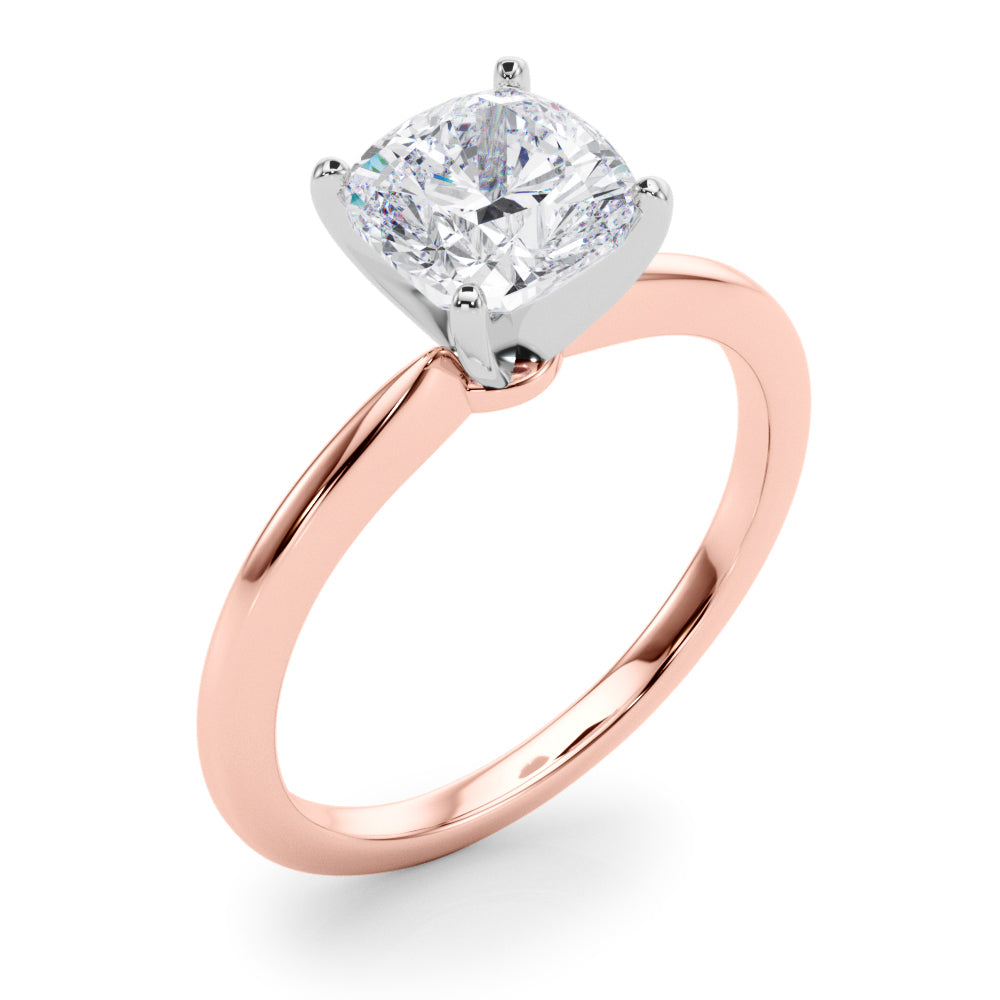 IGI Lab-Grown Cushion Diamond Four Prong Solitaire Engagement Ring, D Color VVS Clarity